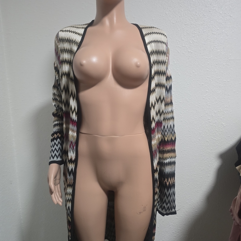 Chico's Black and Cream Zigzag Cardigan - Picture 3 of 6
